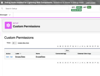 Creating a custom permission to bypass Salesforce Flows during data migration